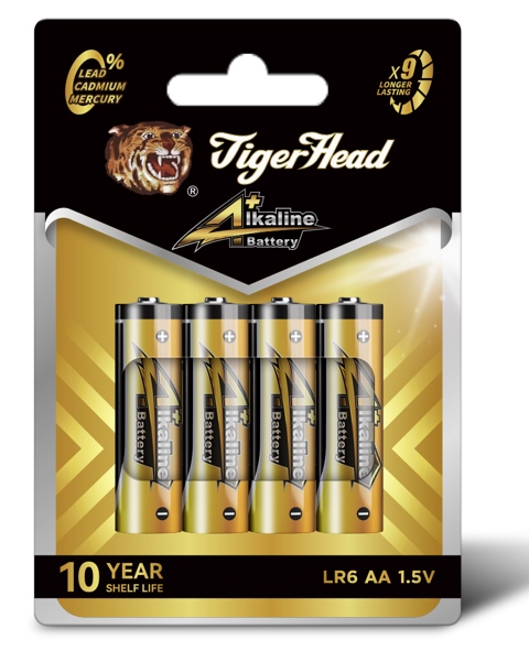 Pilhas alcalinas Tiger Head A+ LR6 tamanho AA