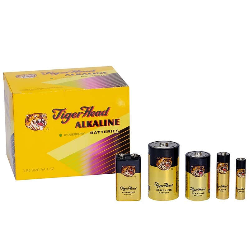 Diferentes tipos de pilhas alcalinas secas - Tiger Head